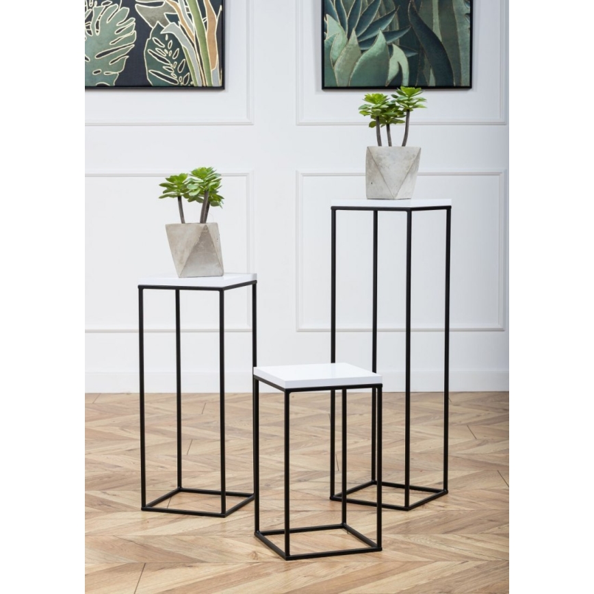 Stalak za cveće BASICLOFT 40x24 bela/crna