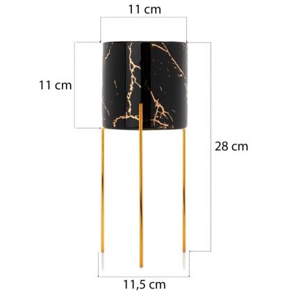Stalak za cveće NILA 28x11 cm crna/zlatna