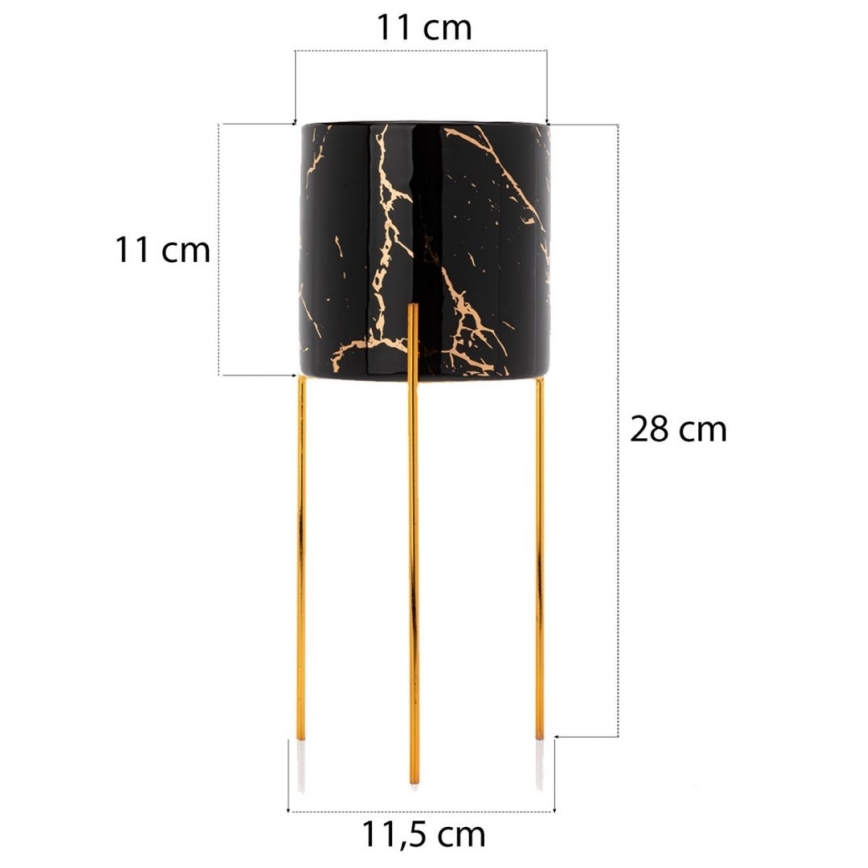 Stalak za cveće NILA 28x11 cm crna/zlatna