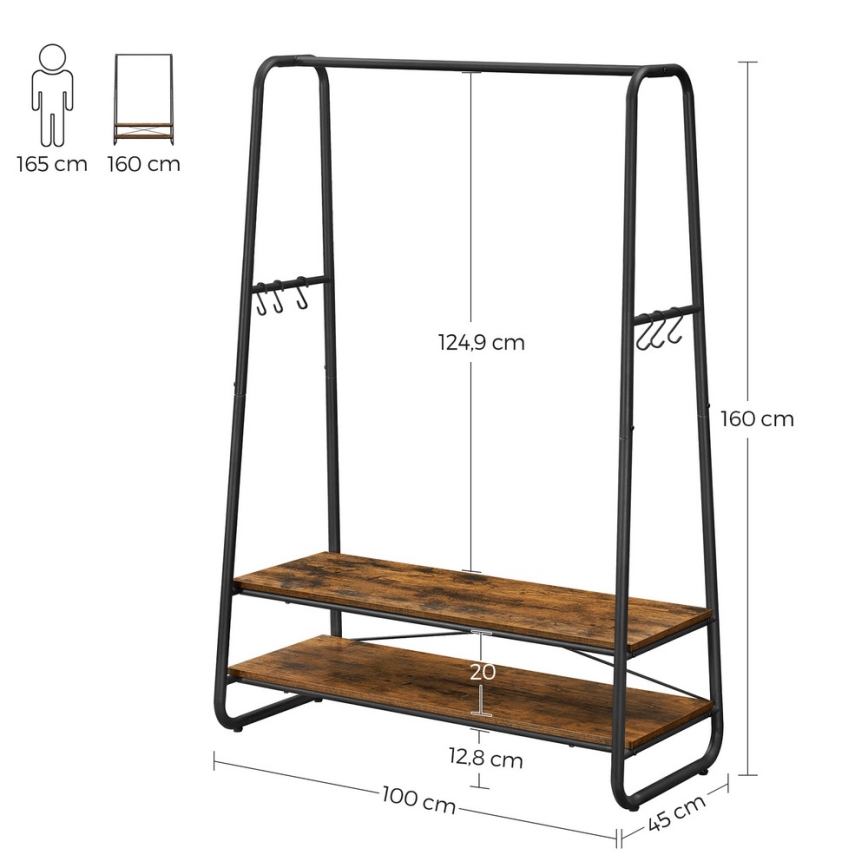 Stalak za kapute LINEA braon/crna