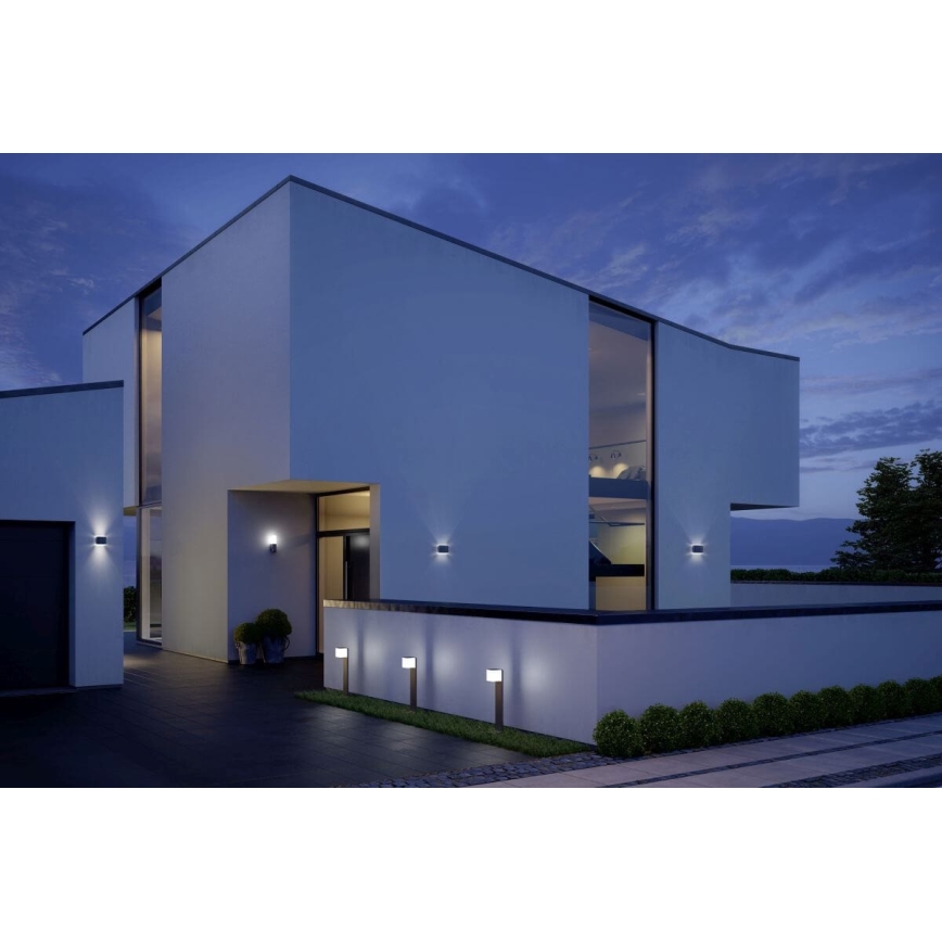 Steinel 055486 - LED spoljašnja lampa sa senzorom CUBO LED/9,5W/230V IP44 srebrna