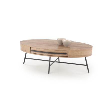 Stočić za kafu sa fiokom CAROLINA 41x120 cm zlatni hrast/crni