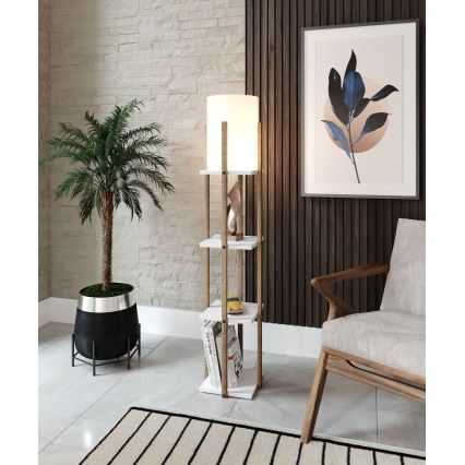 Stojeća lampa sa policama NORA 1xE27/40W/230V braon/bela