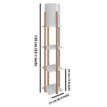 Stojeća lampa sa policama NORA 1xE27/40W/230V braon/bela