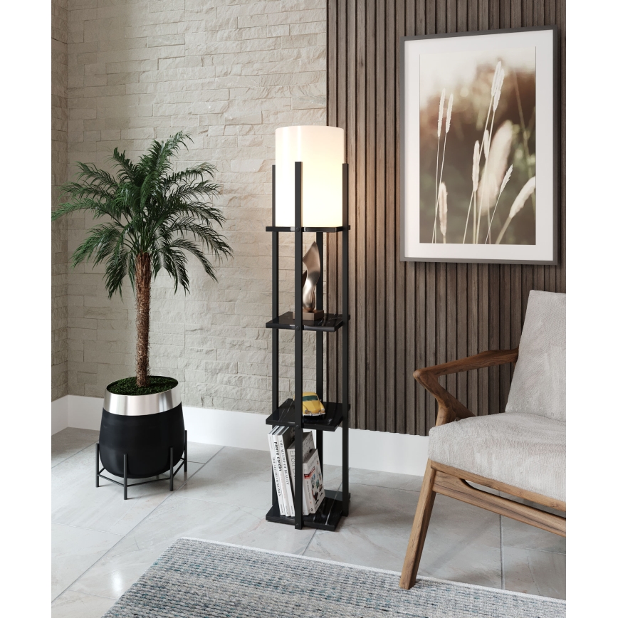 Stojeća lampa sa policama NORA 1xE27/40W/230V crna