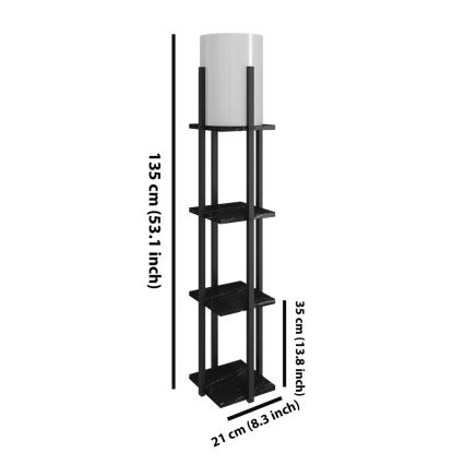 Stojeća lampa sa policama NORA 1xE27/40W/230V crna