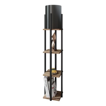 Stojeća lampa sa policama NORA 1xE27/40W/230V crna/smeđa