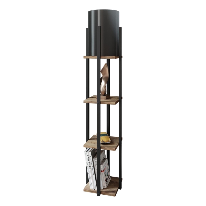 Stojeća lampa sa policama NORA 1xE27/40W/230V crna/smeđa