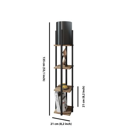 Stojeća lampa sa policama NORA 1xE27/40W/230V crna/smeđa