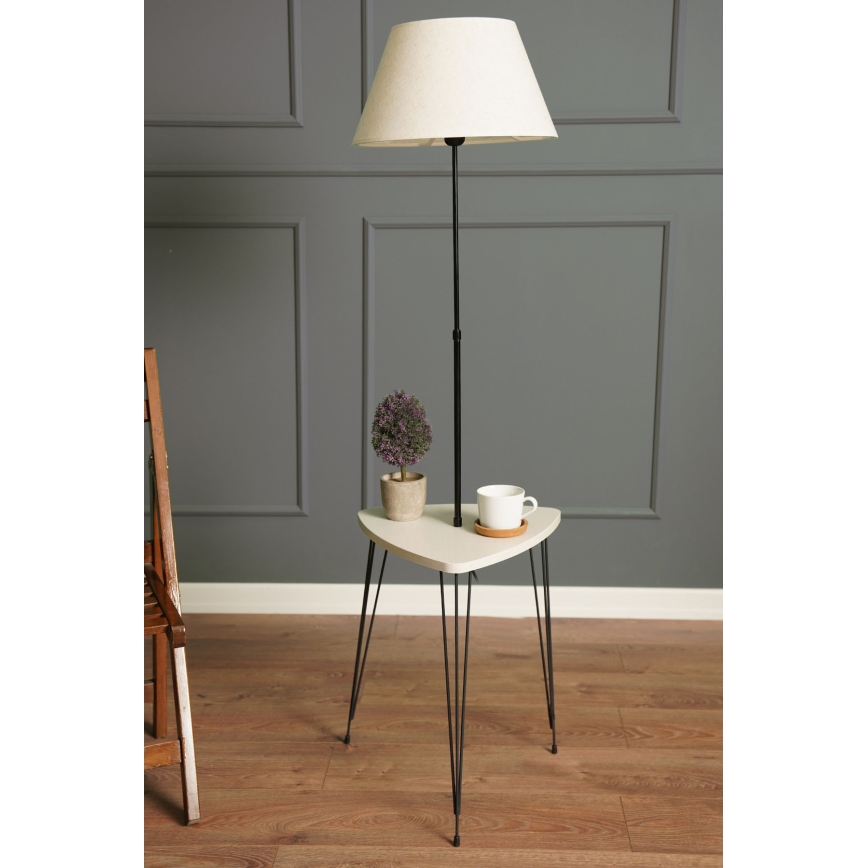 Stojeća lampa sa stolićem 1xE27/40W/230V crna/krem