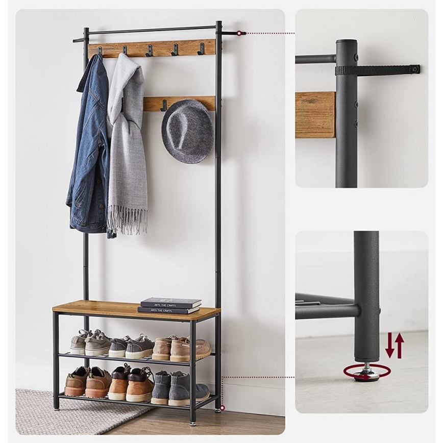 Stojeći čiviluk NAVOR braon/crna