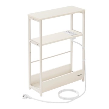 Stolić ROD sa ugrađenom utičnicom i USB portovima, beli/krem