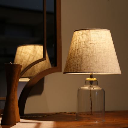 Stona lampa AYD 1xE27/40W/230V krem/prozirna