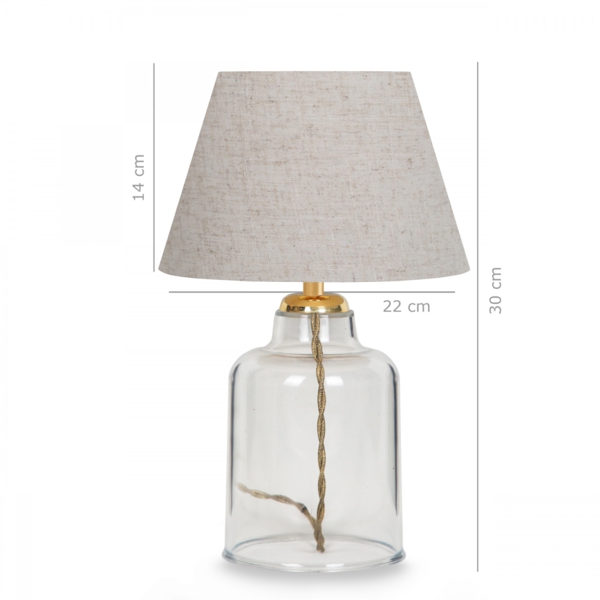 Stona lampa AYD 1xE27/40W/230V krem/prozirna