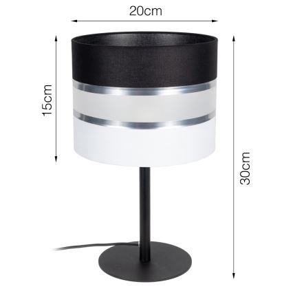 Stona lampa CORAL 1xE27/60W/230V crna/bela