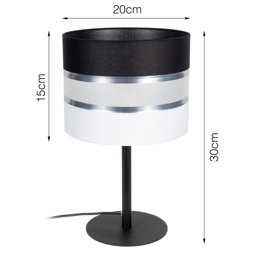 Stona lampa CORAL 1xE27/60W/230V crna/bela