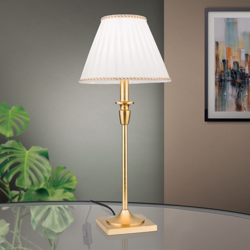 Stona lampa FONSA 1xE27/60W/230V 61 cm bela/zlatna