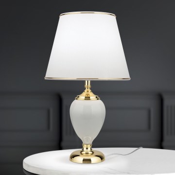 Stona lampa OVUM 1xE27/40W/230V 48 cm keramika bela/zlatna