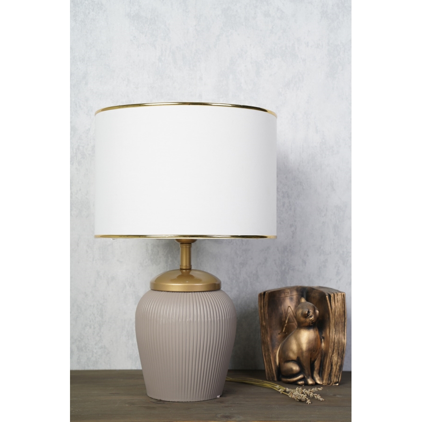 Stona lampa RAMZES 1xE27/40W/230V bela/bež