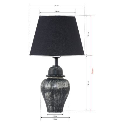 Stona lampa RAMZES 1xE27/40W/230V crna/srebrna
