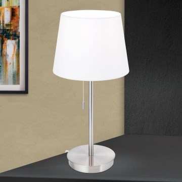 Stona lampa sa USB portom LUDWIG 1xE27/40W/230V 50 cm bela/mat krom
