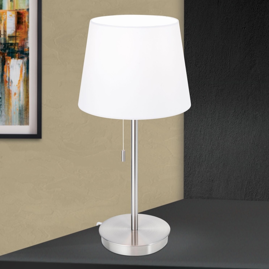 Stona lampa sa USB portom LUDWIG 1xE27/40W/230V 50 cm bela/mat krom