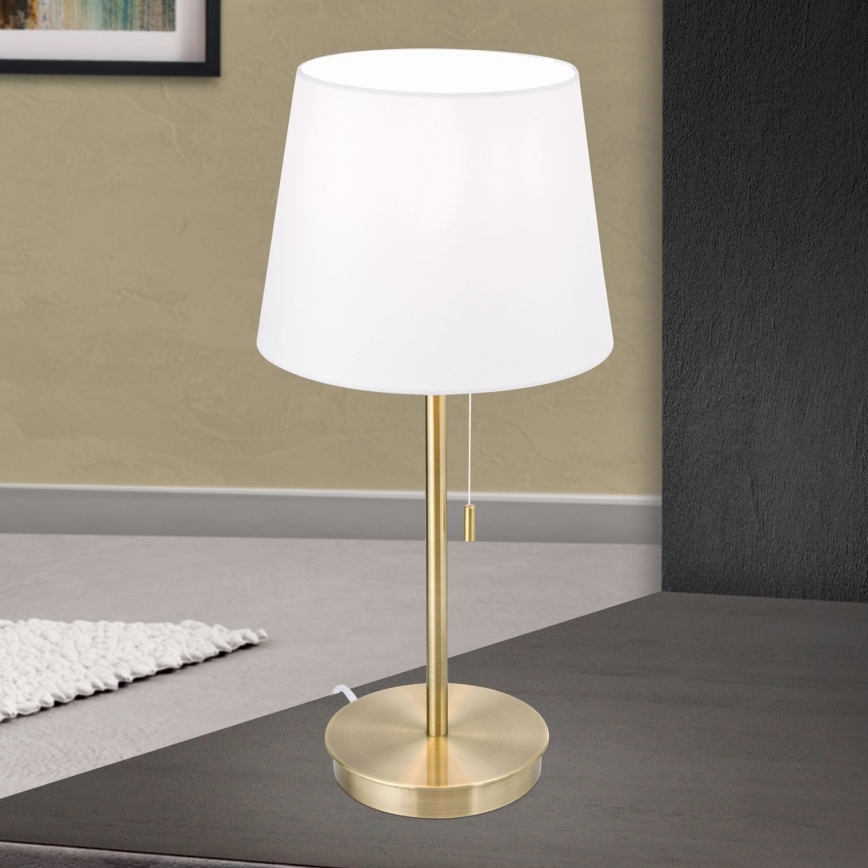 Stona lampa sa USB portom LUDWIG 1xE27/40W/230V 50 cm bela/zlatna