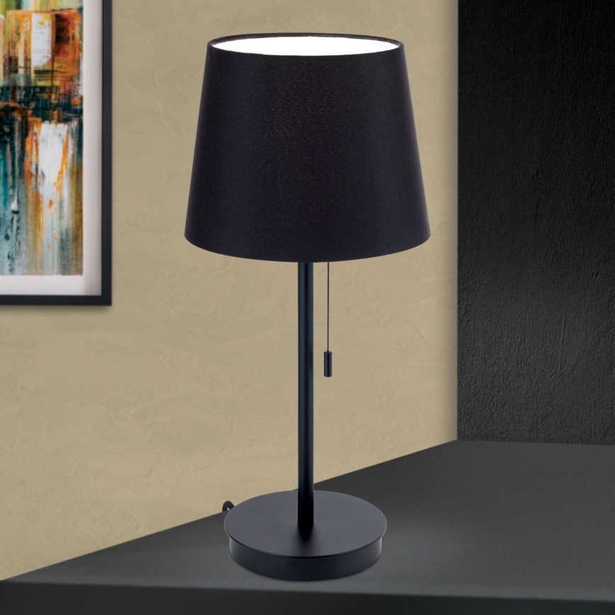 Stona lampa sa USB portom LUDWIG 1xE27/40W/230V 50 cm crno