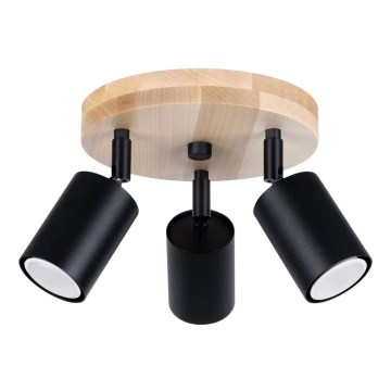 Stropna spot svetiljka VERDO 3xGU10/10W/230V crna/bukva