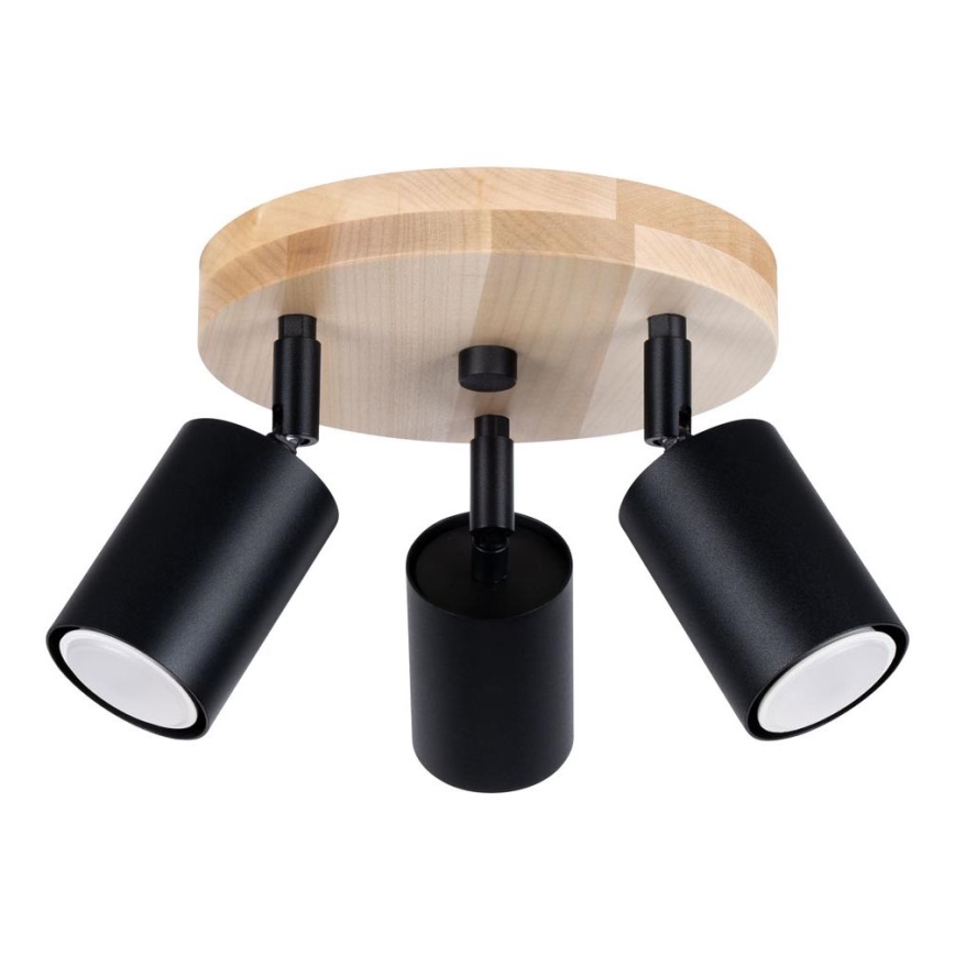 Stropna spot svetiljka VERDO 3xGU10/10W/230V crna/bukva