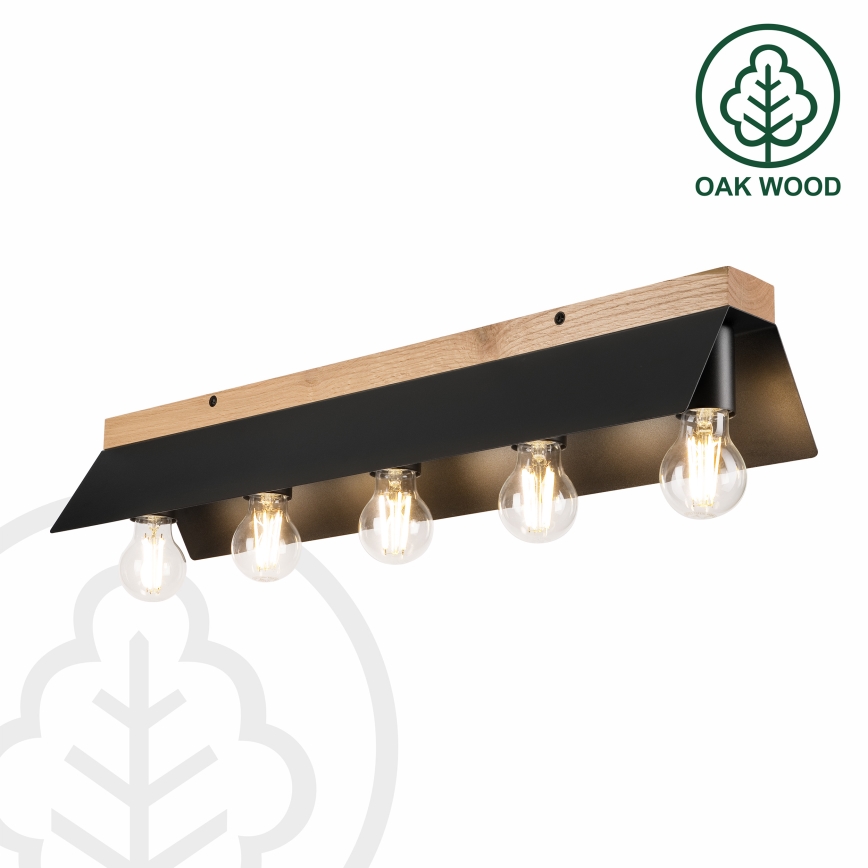 Stropna svetiljka ESME 5xE27/15W/230V crna/hrast