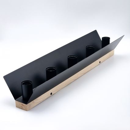 Stropna svetiljka ESME 5xE27/15W/230V crna/hrast