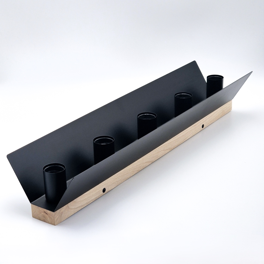 Stropna svetiljka ESME 5xE27/15W/230V crna/hrast