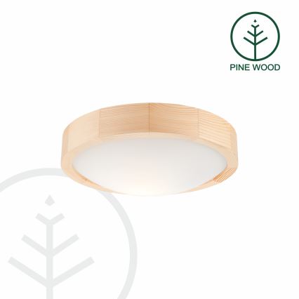 Stropna svetiljka NATURAL SLIM 1xE27/60W/230V prečnik 27 cm borovina