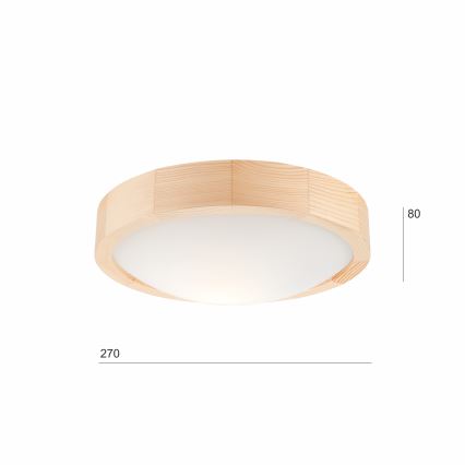 Stropna svetiljka NATURAL SLIM 1xE27/60W/230V prečnik 27 cm borovina