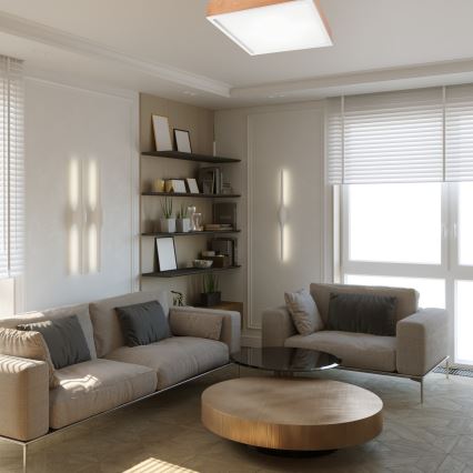 Stropna svetiljka OAK SQUARE 4xE27/15W/230V 48x48 cm hrast/bela