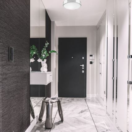 Stropno svetlo JONAS 1xE27/60W/230V prečnik 26 cm sjajni hrom