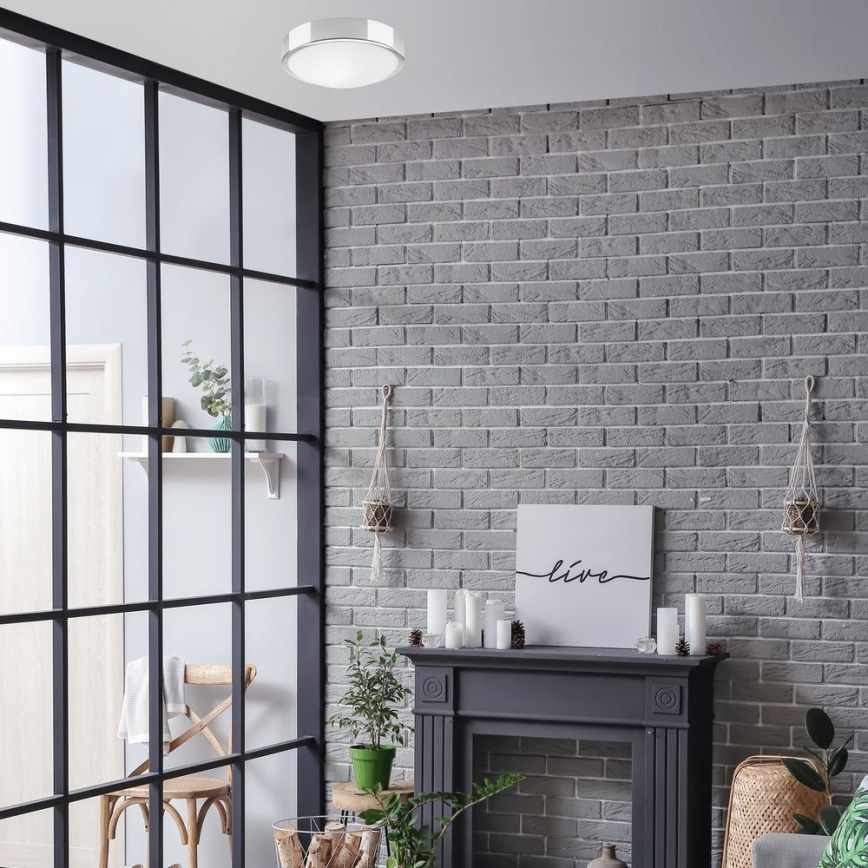 Stropno svetlo JONAS 1xE27/60W/230V prečnik 26 cm sjajni hrom