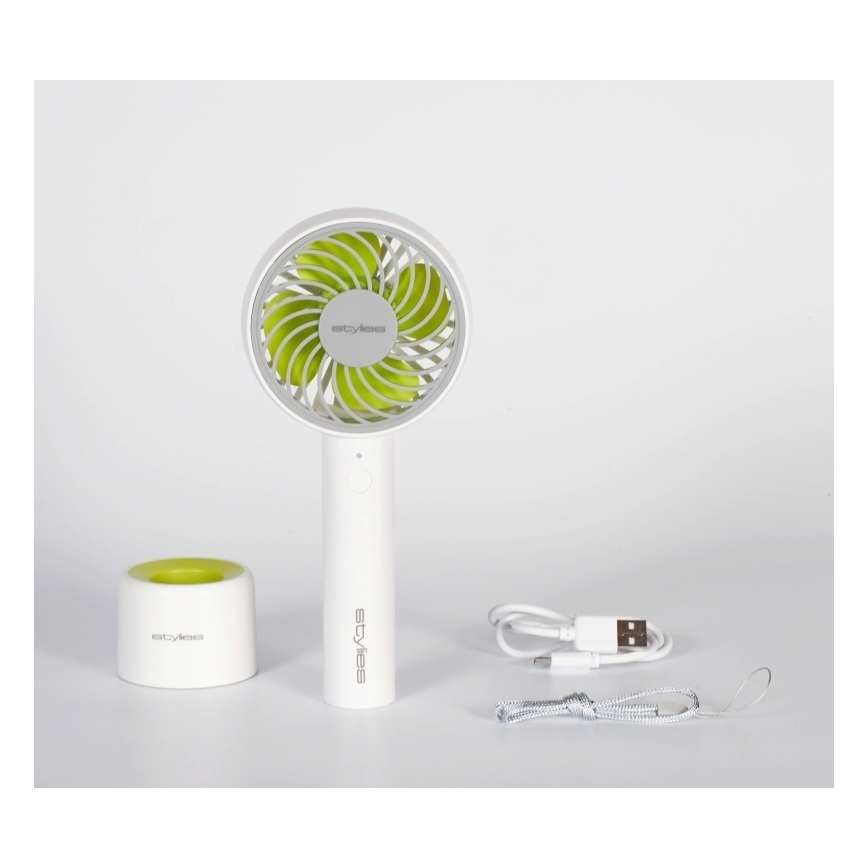 Stylies - Punjivi ručni ventilator LACERTA 4W/5V 2500 mAh beli