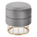 Taburet MINTY, prečnik 37 cm, siva/zlatna