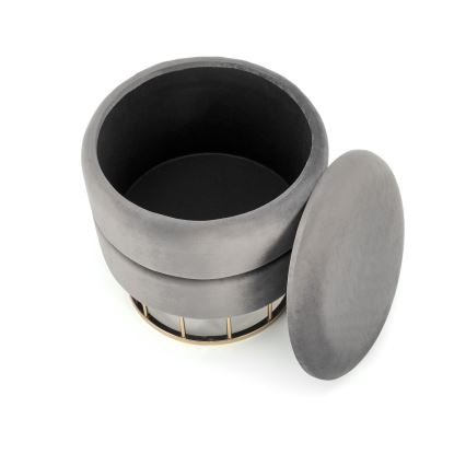 Taburet MINTY, prečnik 37 cm, siva/zlatna