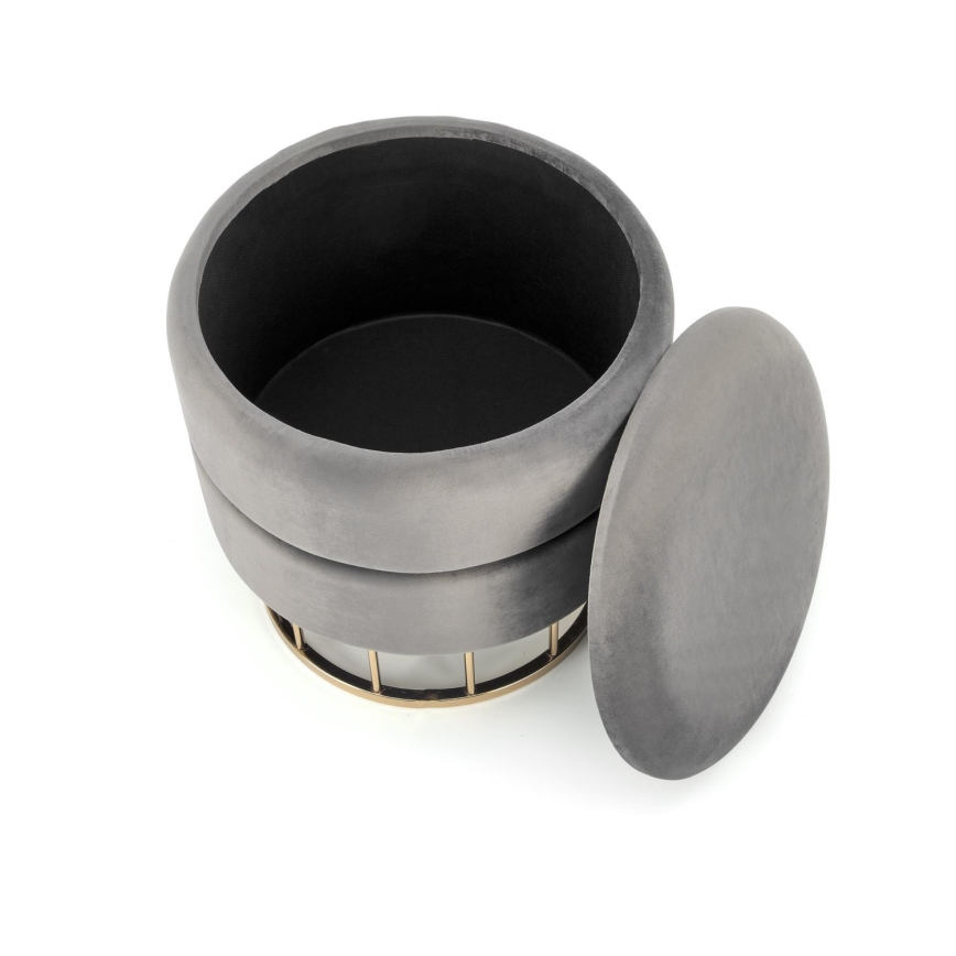 Taburet MINTY, prečnik 37 cm, siva/zlatna