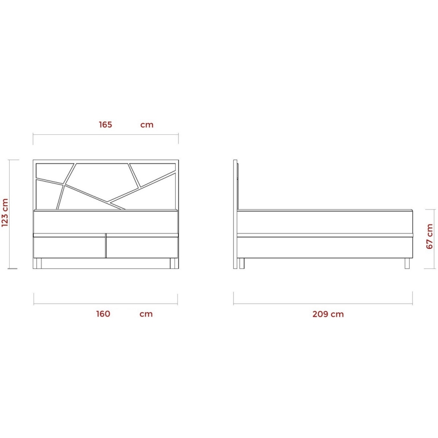 Tapaciran krevet sa dušecima i prostorom za odlaganje NAOMI 160x200 cm bež