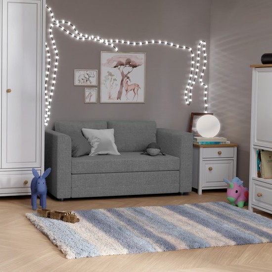 Tapacirana razvlačna dvosedna sofa sa naslonima za ruke LAYLA siva