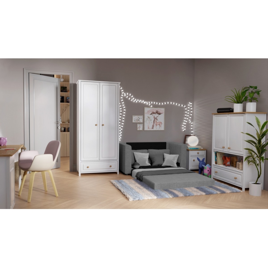 Tapacirana razvlačna dvosedna sofa sa naslonima za ruke LAYLA siva