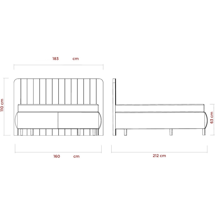 Tapacirani krevet ALEXA 160x200 cm sa madracima i prostorom za odlaganje, bež