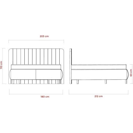 Tapacirani krevet ALEXA 180x200 cm, bež, sa dušecima i prostorom za odlaganje