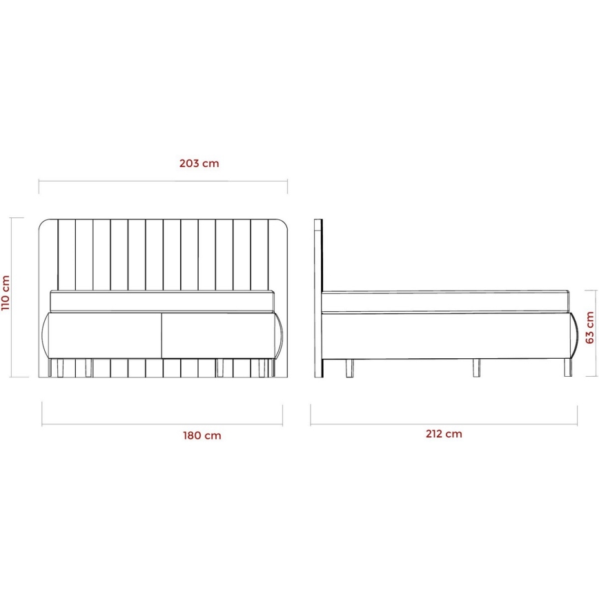 Tapacirani krevet ALEXA 180x200 cm, bež, sa dušecima i prostorom za odlaganje