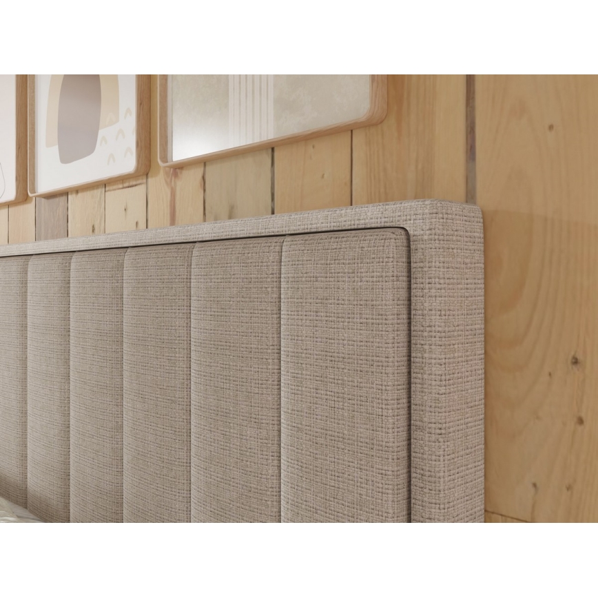 Tapacirani krevet sa dušecima i topperom sa prostorom za odlaganje ALICIA 160x200 cm bež