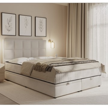 Tapacirani krevet GRACE 140x200 cm sa madracima i praktičnim prostorom za odlaganje, bež